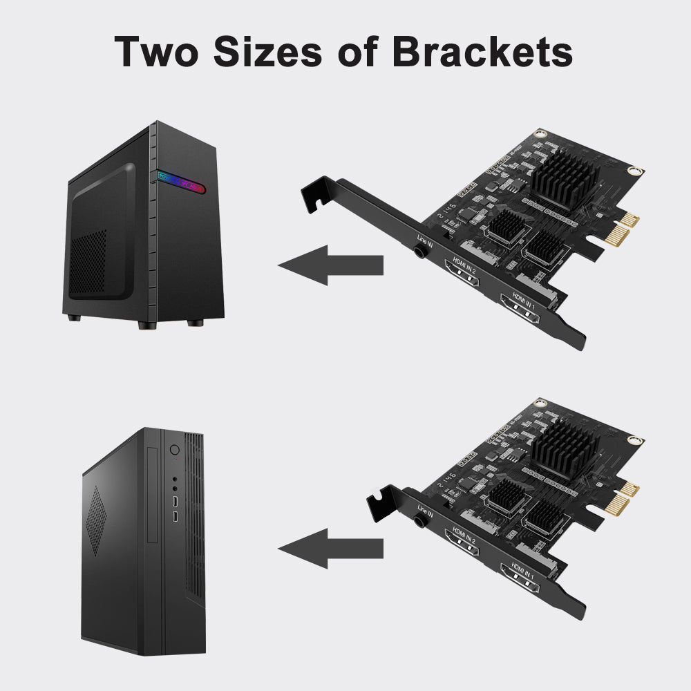 Acasis 2 HDMI In 1080P 60Hz PCIe Video Capture Card with Line In Port
