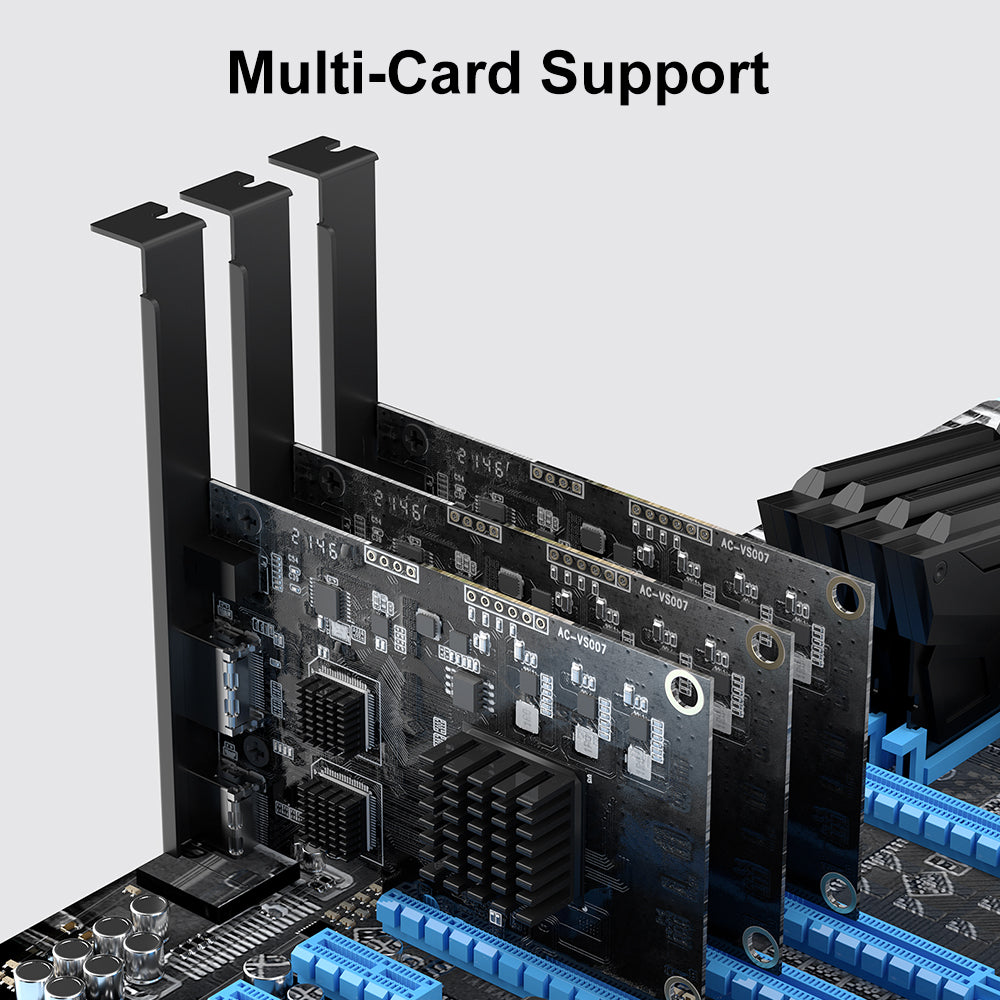 Acasis 2 HDMI In 1080P 60Hz PCIe Video Capture Card with Line In Port