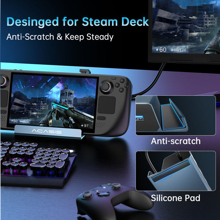 ACASIS 6-in-1 Steam Deck Dock with HDMI 2.0 4K@60Hz, Gigabit Ethernet, 3 USB-A 3.0 and USB-C PD 100W Port Max