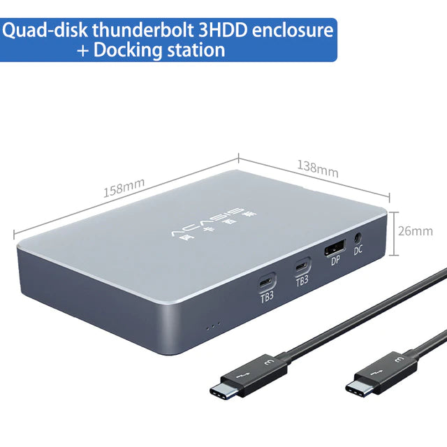 ACASIS Thunderbolt 3 Enclosure Dual Disk M.2 NVME Case 8K60Hz Hard Disk Box Dock Station Support 4 RAID for Mac/Windows