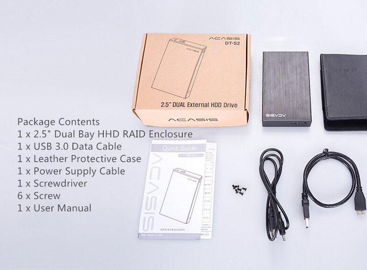 ACASIS Hdd Enclosure Usb 3.0 2.5 inch 2Bays 2TB Sata Hard Drive Box