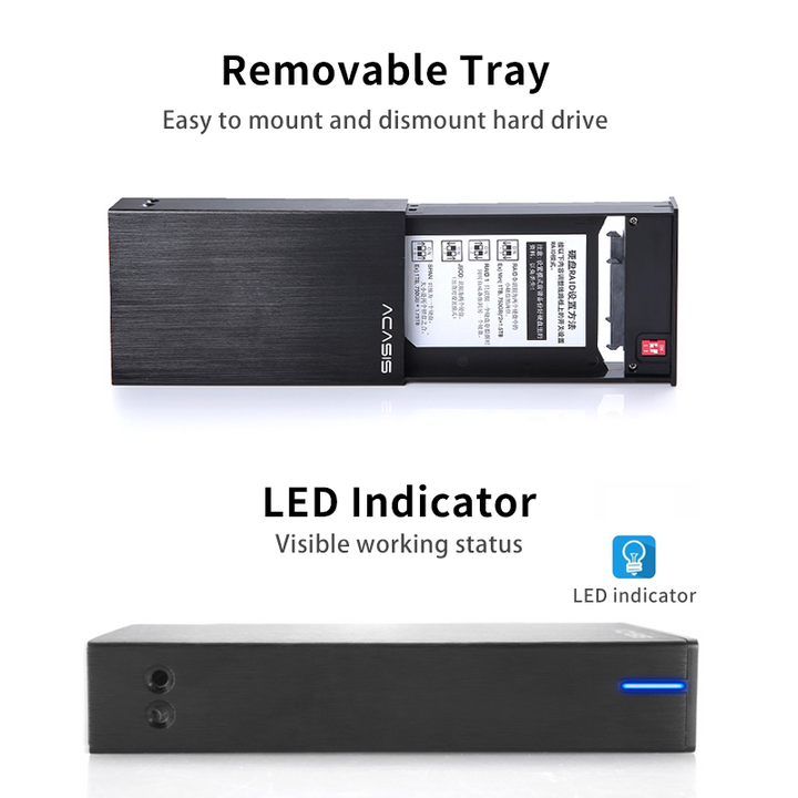 ACASIS Hdd Enclosure Usb 3.0 2.5 inch 2Bays 2TB Sata Hard Drive Box